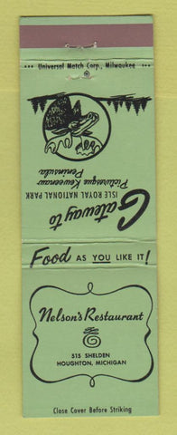 Matchbook Cover - Nelson's Restaurant Hougton MI WEAR