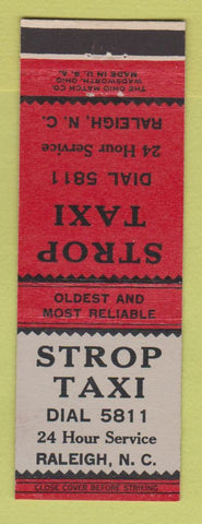 Matchbook Cover - Strop Taxi Raleigh NC