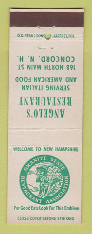 Matchbook Cover - Angelo's Restaurant Italian Concord NH