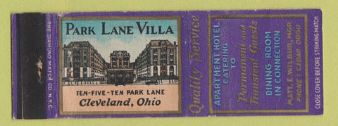 Matchbook Cover - Park Lane Villa Hotel Cleveland OH WEAR