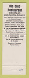Matchbook Cover - Old Club Restaurant Alexandria VA