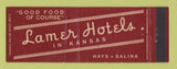 Matchbook Cover - Lamer Hotels Hays Salina KS