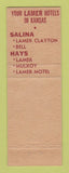 Matchbook Cover - Lamer Hotels Hays Salina KS