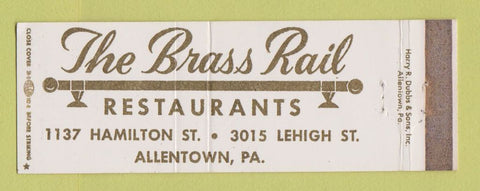 Matchbook Cover - Brass Rail Restaurants Allentown PA