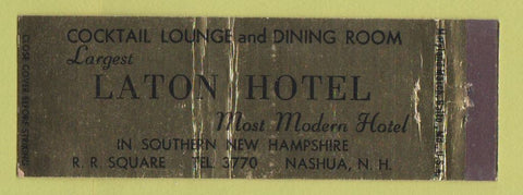 Matchbook Cover - Laton Hotel Nashua NH