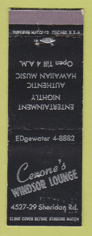 Matchbook Cover - Cerone's Windsor Lounge WEAR