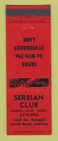 Matchbook Cover - Serbian Club South Bend IN Studebaker Lark