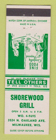 Matchbook Cover - Shorewood Grill Milwaukee WI