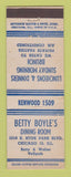 Matchbook Cover - Betty Boyle's Dining Room Chicago IL ADVANCE