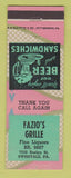 Matchbook Cover - Fazio's Grille Swissvale PA