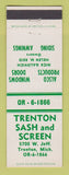 Matchbook Cover - Trenton Sash and Screen Trenton MI