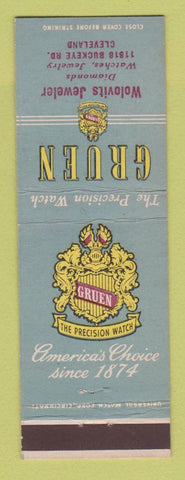 Matchbook Cover - Gruen Watches Wolovits Jewelry Cleveland OH