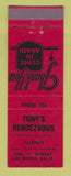 Matchbook Cover - Tony's Rendezvous Los Banos CA Tony Lorenzo