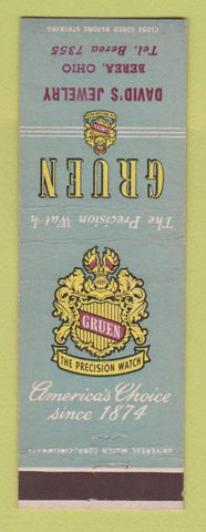 Matchbook Cover - Gruen Watches David's Jewelry Berea OH