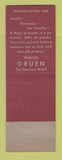 Matchbook Cover - Gruen Watches David's Jewelry Berea OH