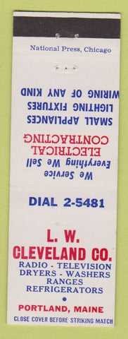 Matchbook Cover - LW Cleveland Radio TV Portlnad ME appliances