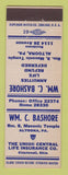 Matchbook Cover - WM Bashore Insurance Union Central Altoona PA