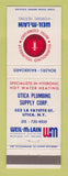 Matchbook Cover - Weil McLain Heating Utica Plumbing Supply NY