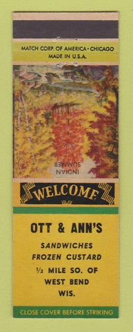 Matchbook Cover - Ott & Ann's Sandwiches West Bend WI