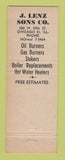 Matchbook Cover - J Lenz Sons Chicago IL coal fuel oil