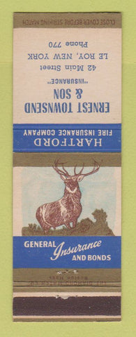 Matchbook Cover - Hartford Insurance Ernest Townsend Le Roy NY