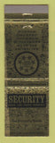 Matchbook Cover Security Bank and Trust Salisbury Spencer Norwood Monroe NC WEAR