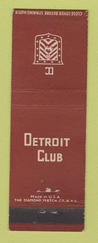 Matchbook Cover - Detroit Club MI