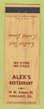 Matchbook Cover - Alex's Restaurant Chicago IL