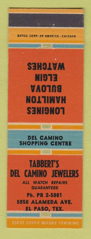 Matchbook Cover - Tabbert's Del Camino Jewelry El Paso TX Longines Watches