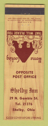 Matchbook Cover - Shelby Inn Shelby OH