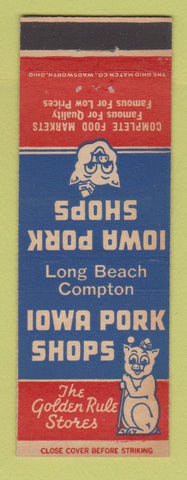 Matchbook Cover - Iowa Pork Shops Long Beach Compton CA