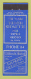 Matchbook Cover - Illinois Hotel Pekin IL Gus Preiss