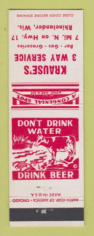 Matchbook Cover - Krause's 3 Way Service oil gas grocery Rhinelander WI