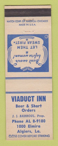 Matchbook Cover - Viaduct Inn Barroul Algiers LA