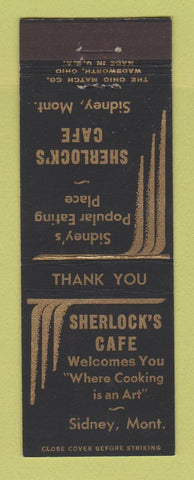 Matchbook Cover - Sherlock's Cafe Sidney MT