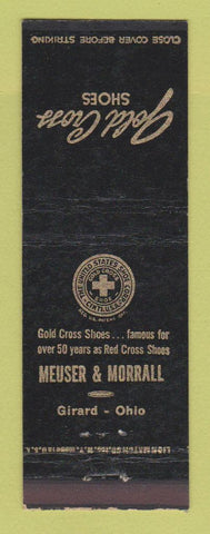 Matchbook Cover - Gold Cross Shoes Meuser Morrall Girard OH