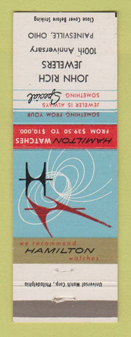 Matchbook Cover - Hamilton Watches John Rich Jewelry Painesville OH