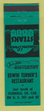 Matchbook Cover - Edwin Turner's Restaurant Florence SC