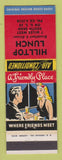 Matchbook Cover - Hilltop Lunch South Bend IN area