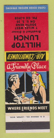 Matchbook Cover - Hilltop Lunch South Bend IN area