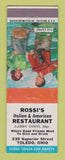 Matchbook Cover - Rossi's Italian Restaurant Toledo OH