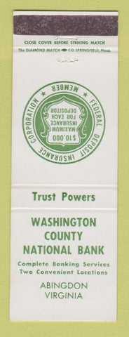 Matchbook Cover - Washington County National Bank Abingdon VA