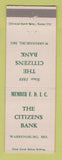 Matchbook Cover - Citizens Bank Warrensburg MO