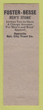 Matchbook Cover - Foster Besse Men's Clothes Bridgeport CT