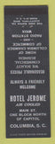 Matchbook Cover - Hotel Jerome Columbia SC WKIX Radio