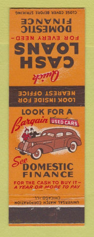 Matchbook Cover - Cash Loans Auto Financing Cleveland Akron Youngstown OH