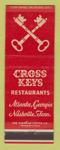 Matchbook Cover - Cross Keys Restaurants Atlanta GA Nashville TN