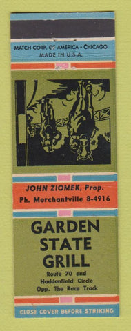 Matchbook Cover - Garden State Grill Haddonfield NJ