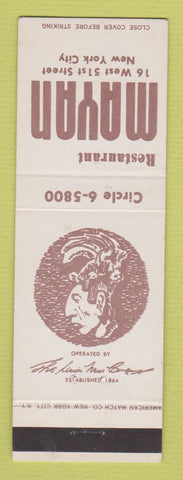 Matchbook Cover - Restaurant Mayan New York City