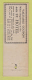Matchbook Cover - 44th Street Hotel New York City